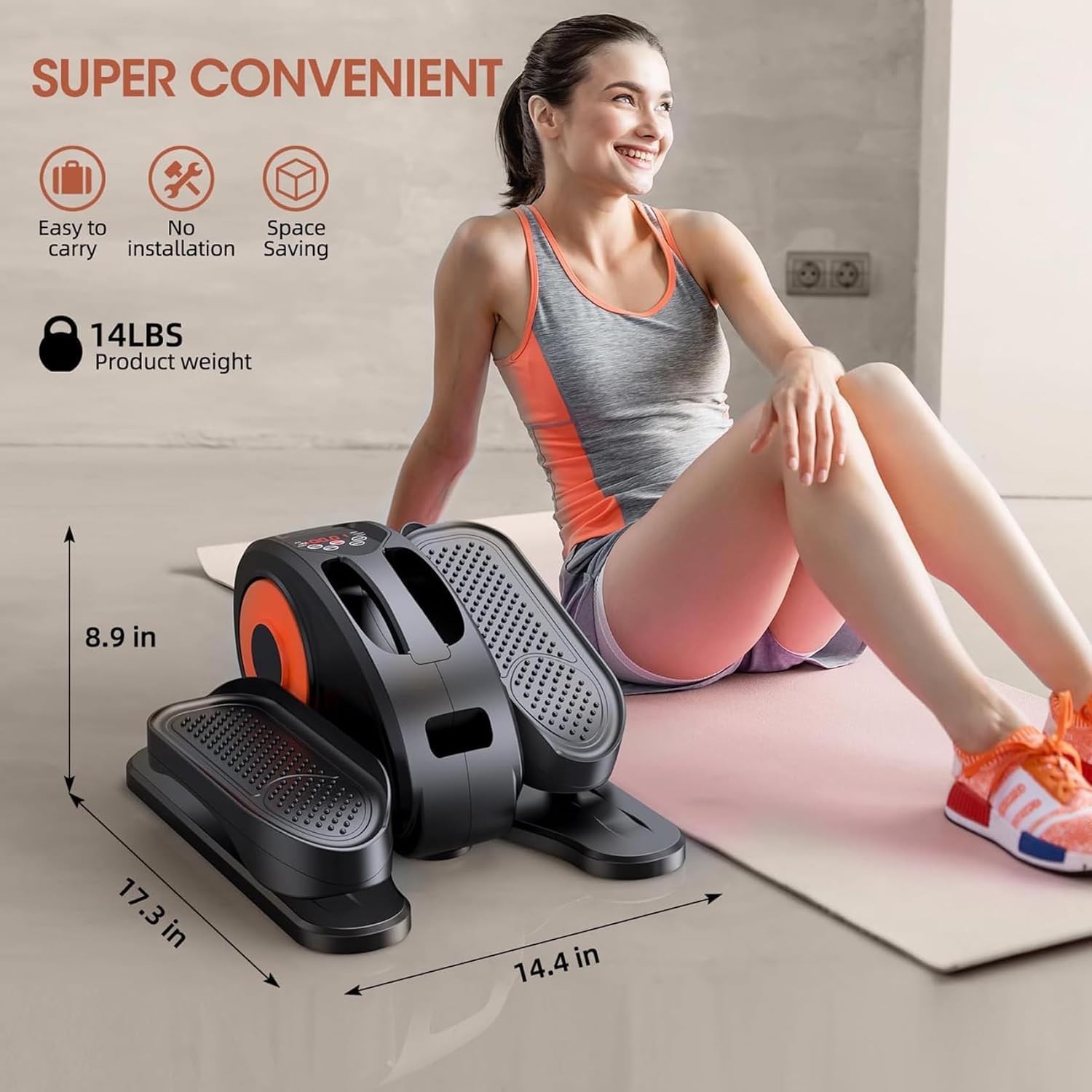 Electric Elliptical Leg Exerciser for Seniors Fully Assembled Quiet Portable