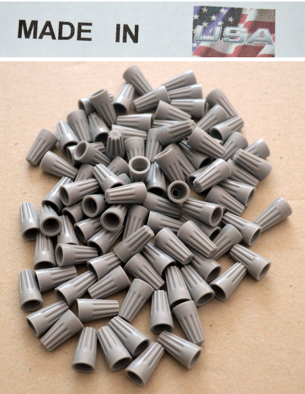 (500) Gray Twist-On Wire Connector Connection nut 22-16 Gauge Barrel Screw USA