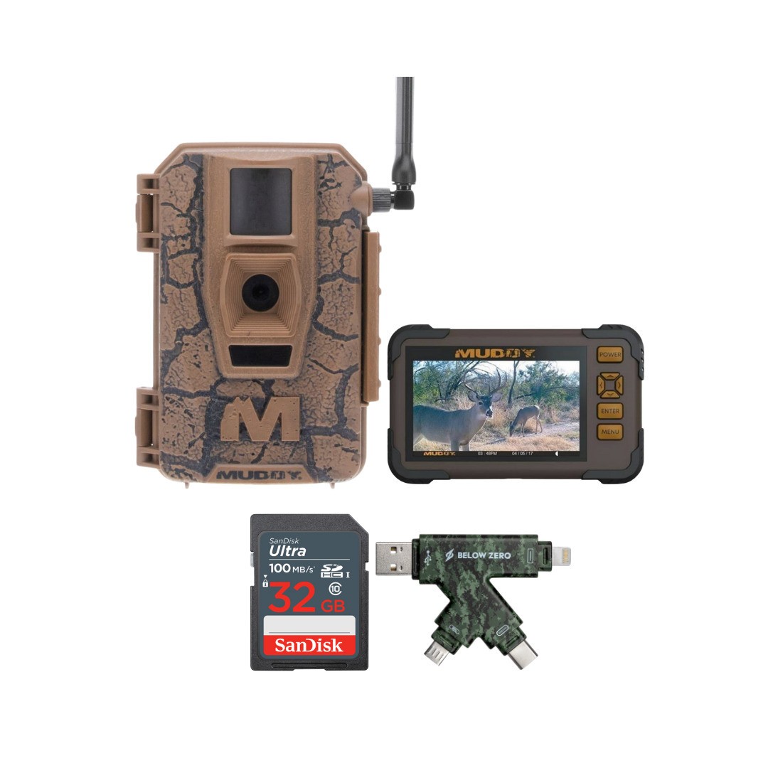 Muddy Mitigator Cellular 24MP Imaging Trail Camera 80 Feet Detection Bundle