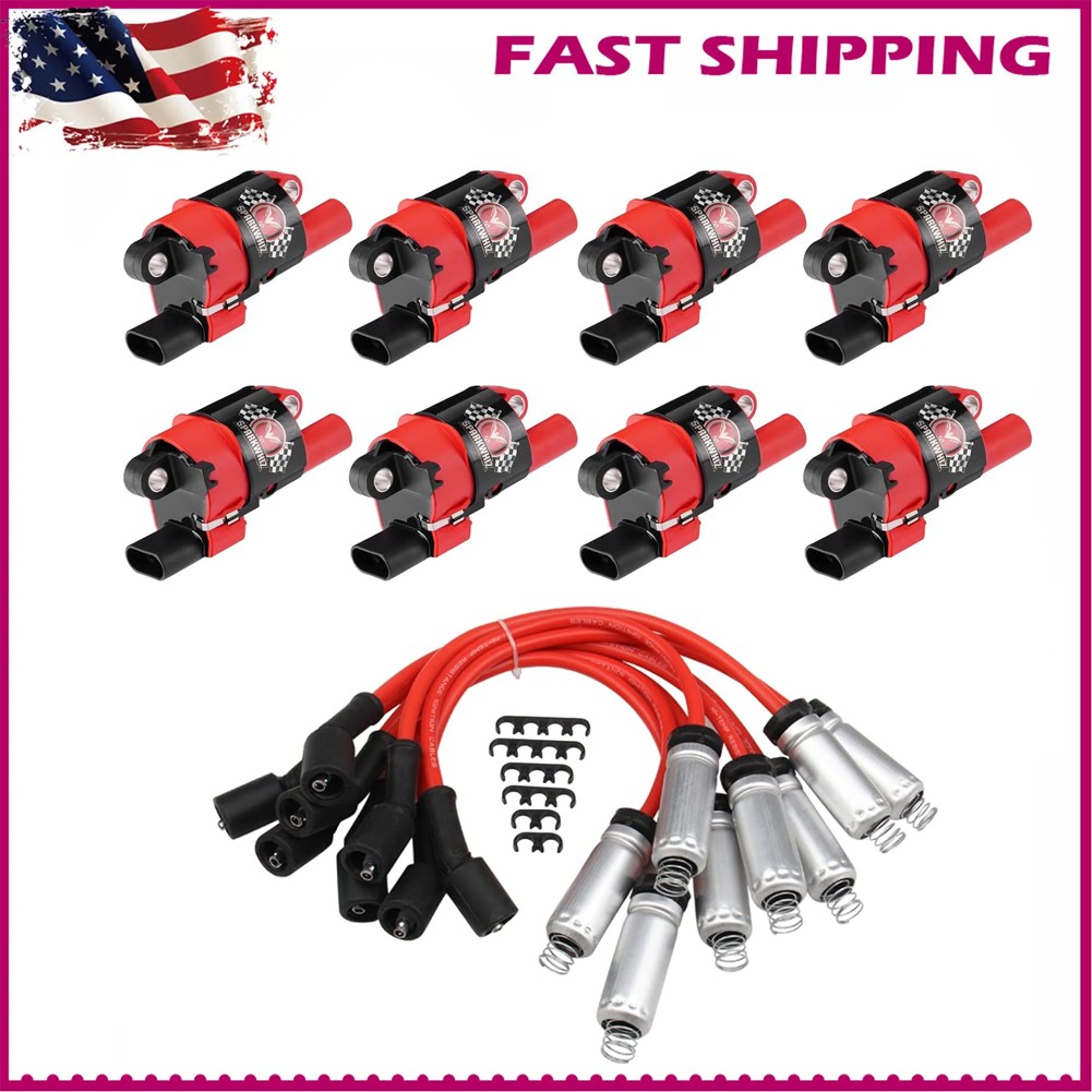 8x Ignition Coils & Spark Wire Pack For GMC Chevy Silverado 1500 5.3L 2007-2016