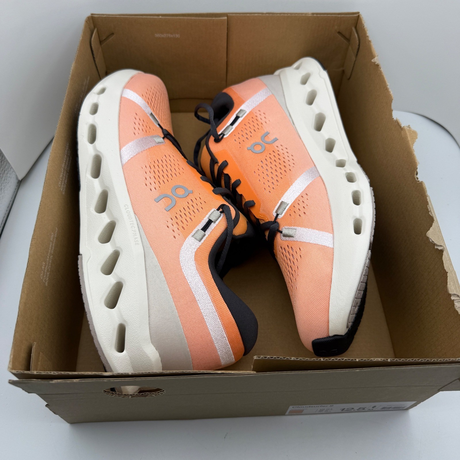 On Cloudsurfer 2 Tangerine Ivory Running Shoes Men's Size 12.5 US Athletic