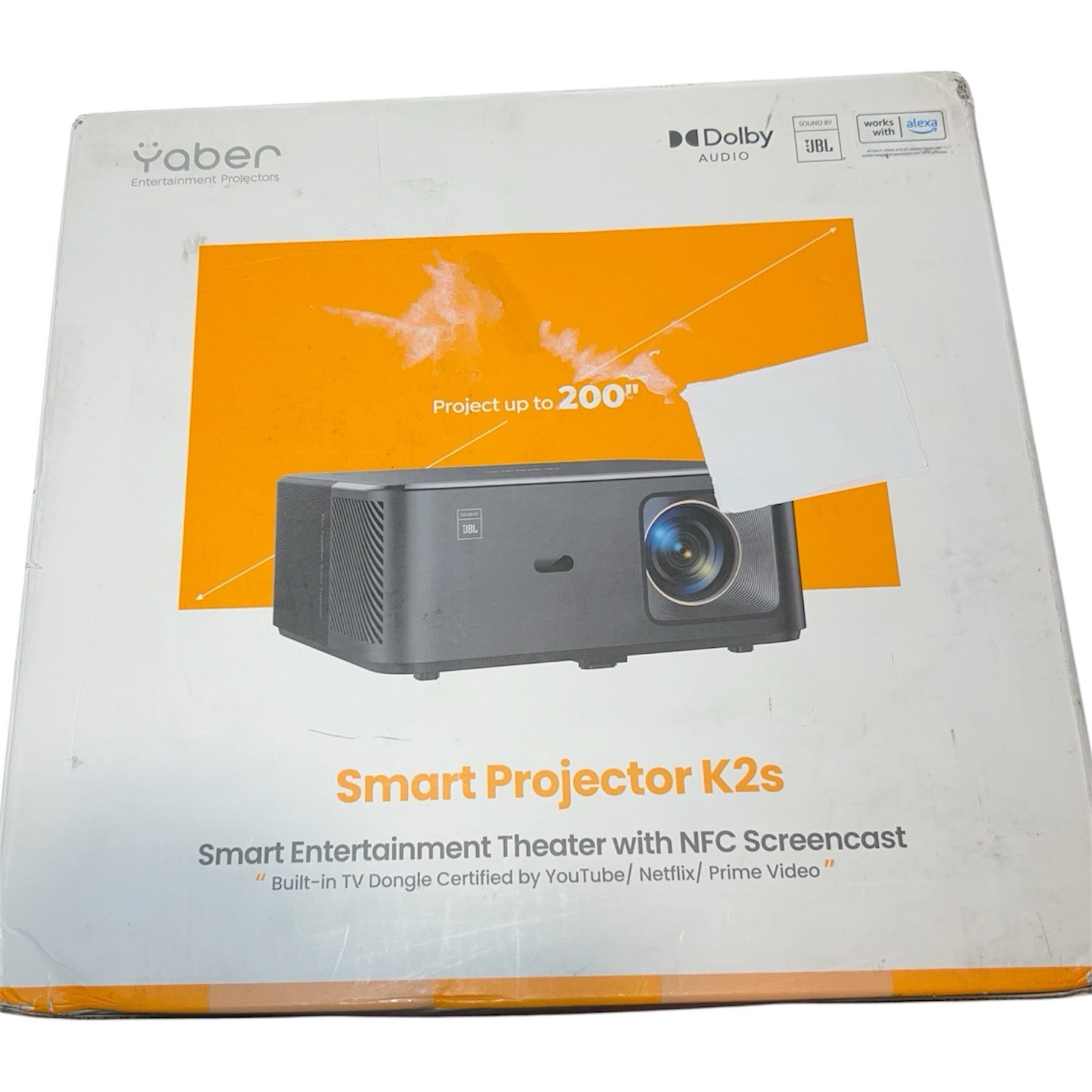 Yaber K2s Smart Projector 200" 4K Supported Built In Speakers TV Dongle Netflix