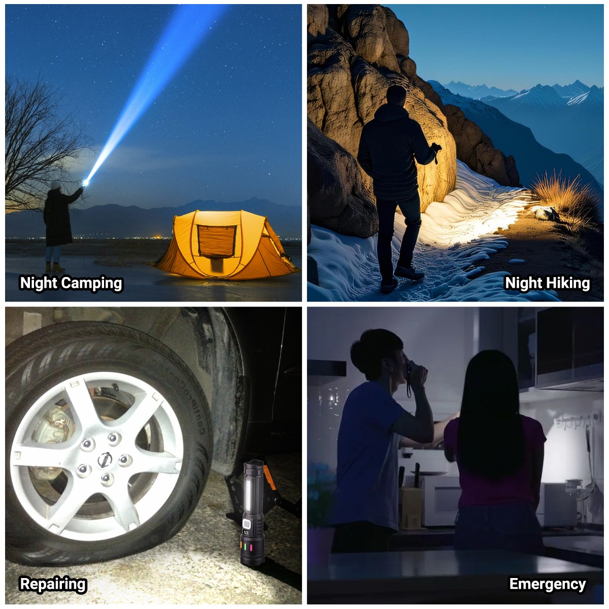 2Pack 99000000lm Tactical Flashlight Super Bright Rechargeable LED Work Lights
