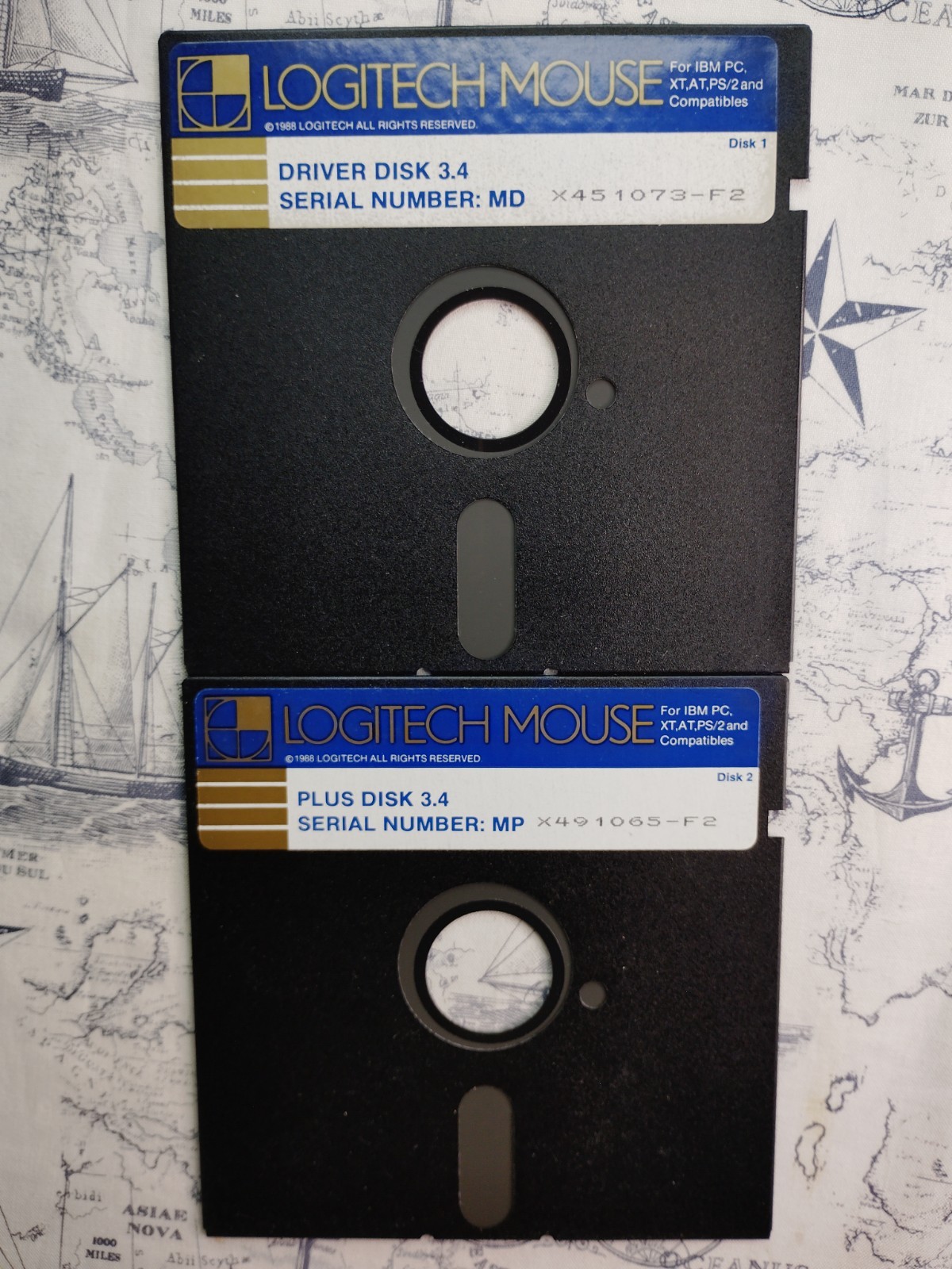 1987 Logitech Serial Bus Series 2 Computer Mouse User Manual w/ 5.25" Diskettes