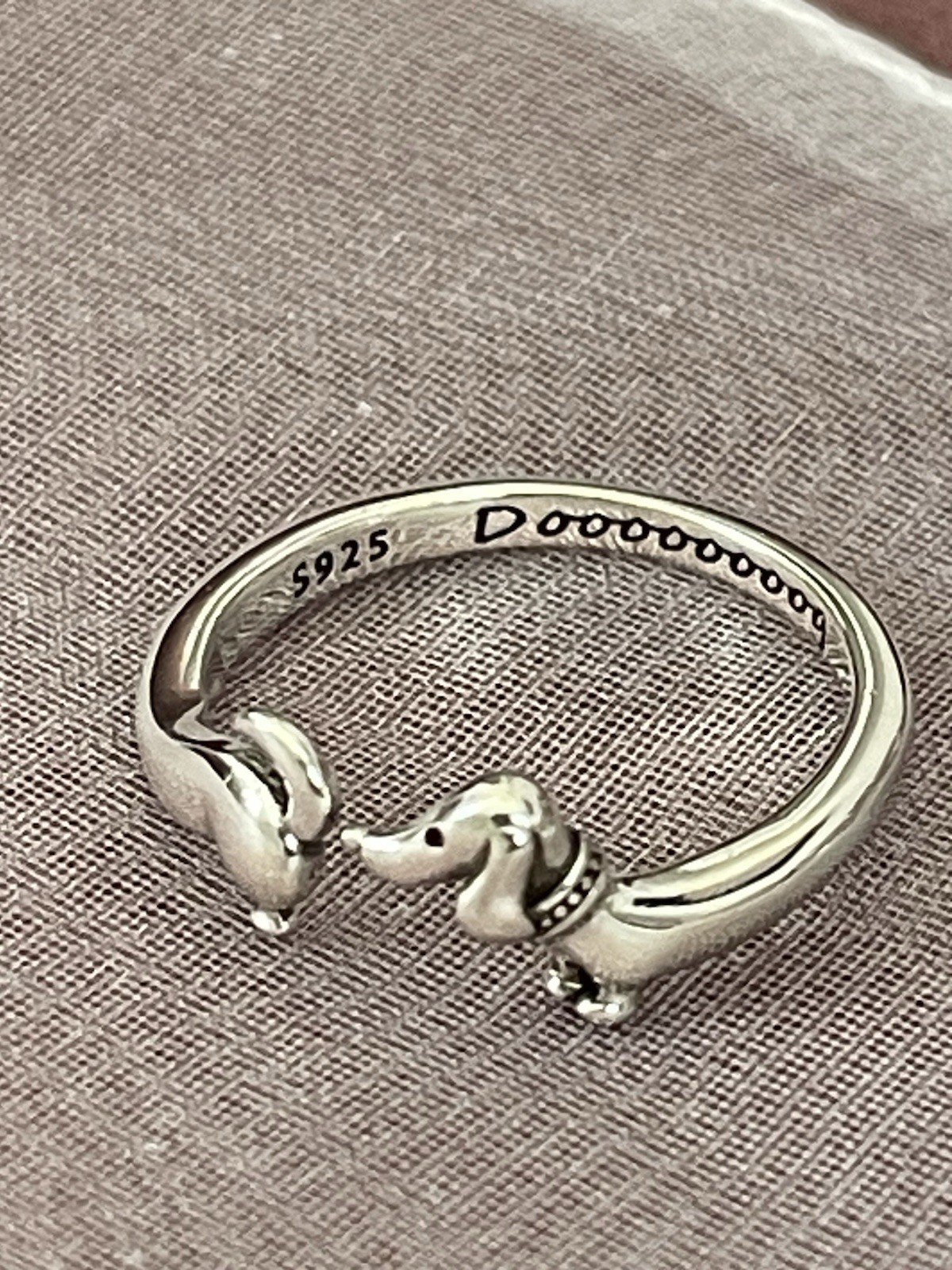 Dachshund Adjustable Ring Dog Genuine 925 Sterling Silver