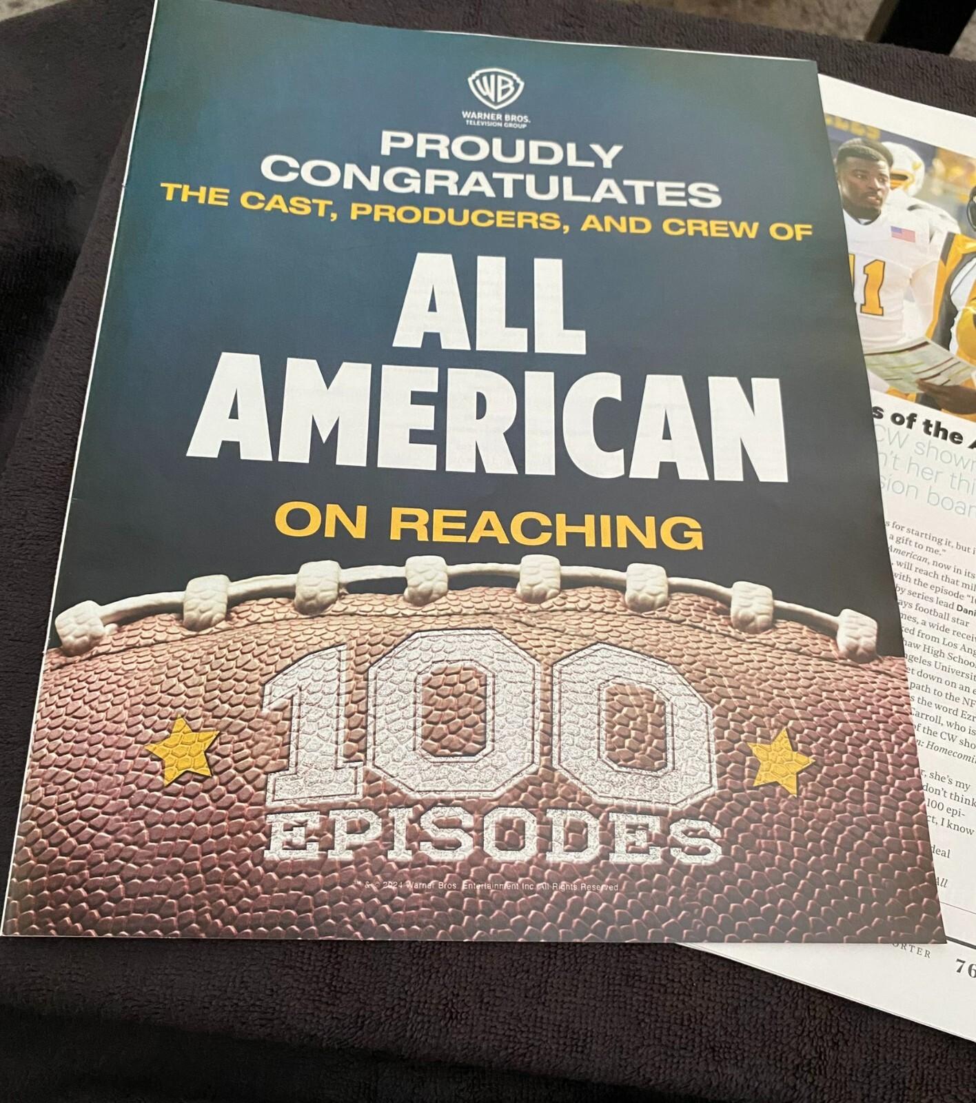 ALL AMERICAN 2024 ad & article congratulations to cast & crew for 100th episodes