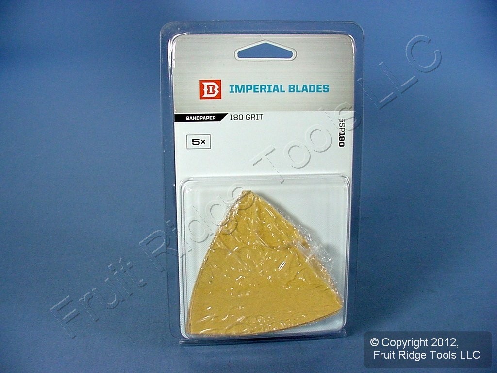 5 USA Made Hook and Loop Imperial Blades 180 Grit Triangle Sandpaper 5TSP180