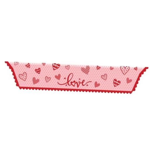 Valentine‘s Day Mantle Scarf, Red Heart Lace Mantel Cover Runner for