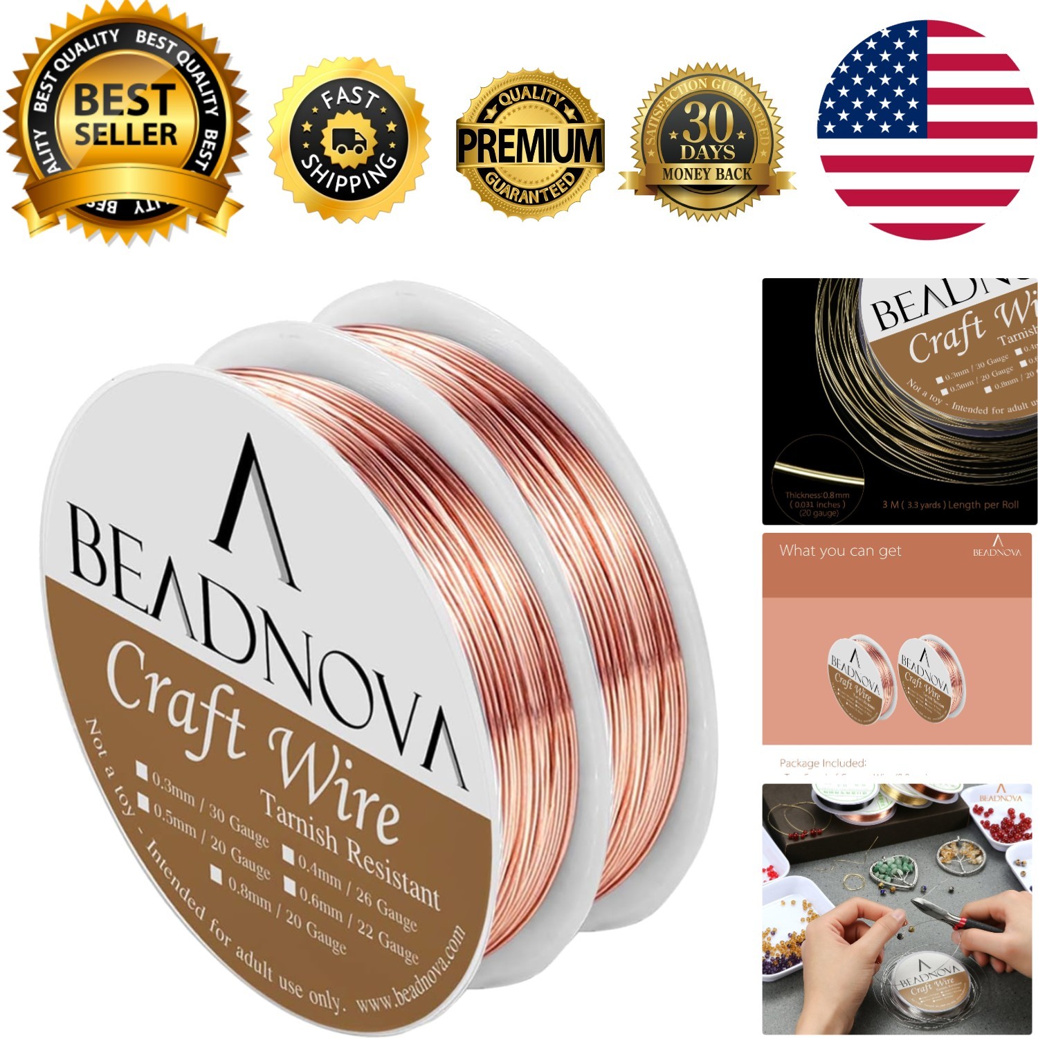 20 Gauge Soft Temper Copper Wire, 6m Tarnish Resistant for Crafting & Jewelry