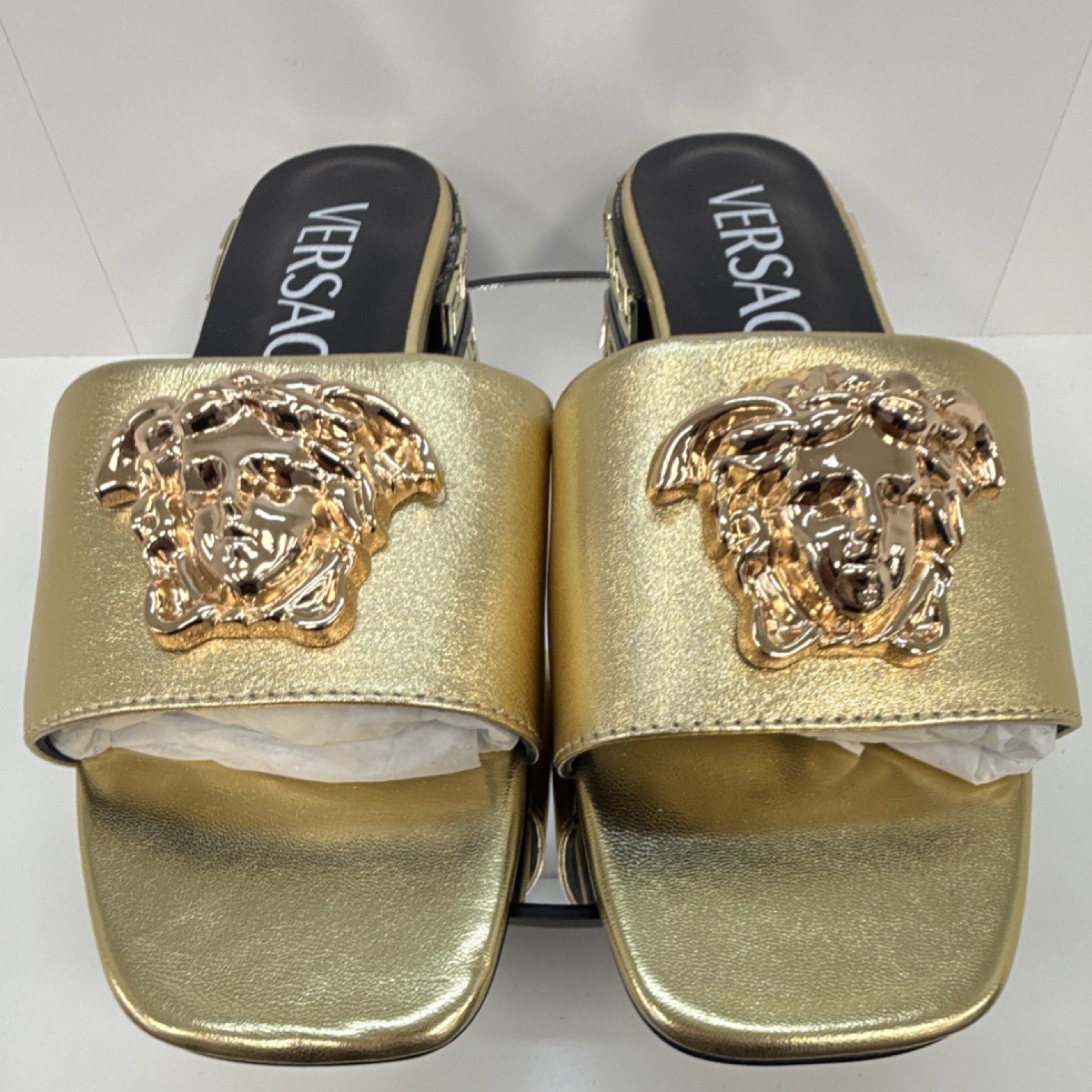Versace Gold Medusa Logo Women's Slip-On Slide Sandals Party #37 #38