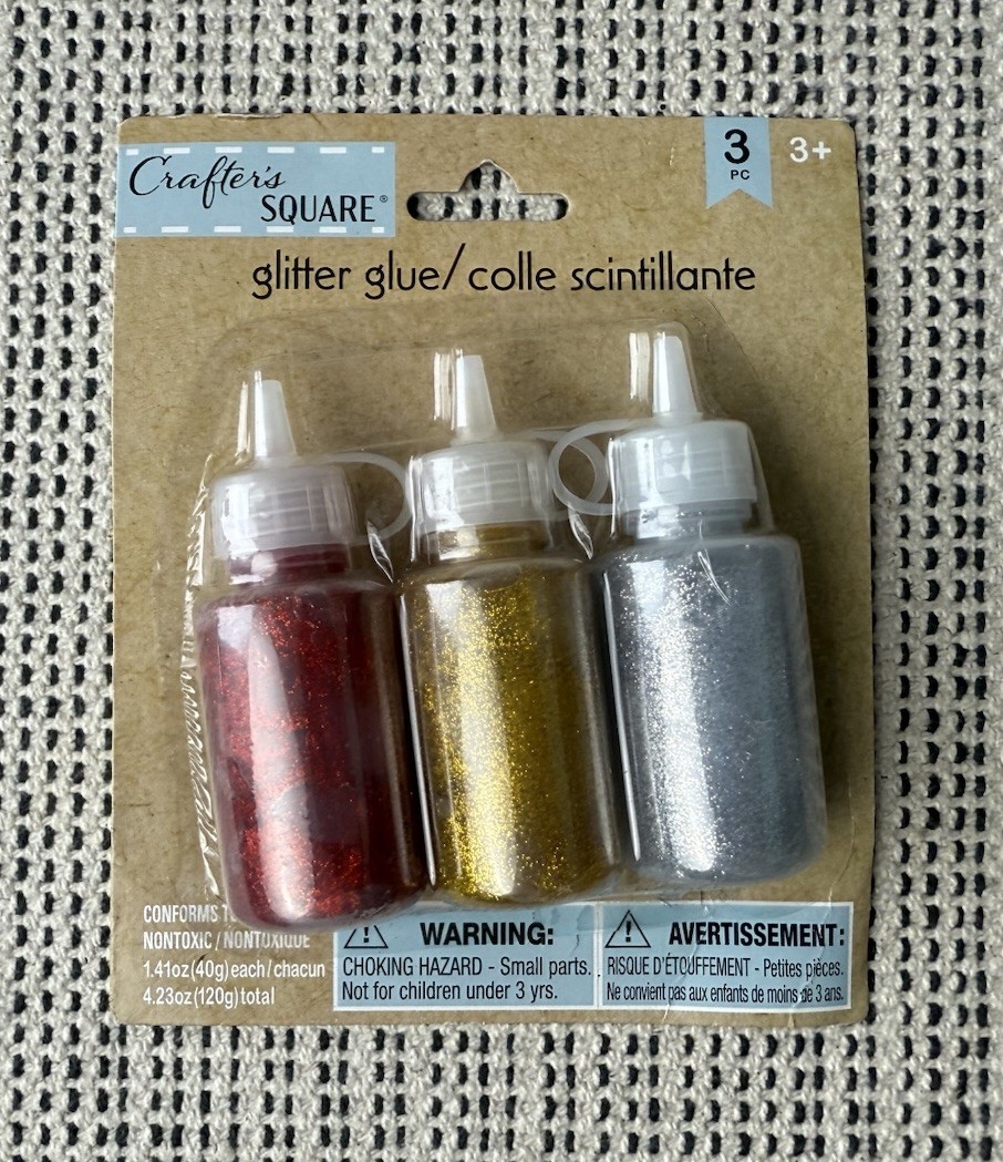 NEW Crafter's Square 3PC Glitter Glue Red Gold Silver 1.41oz Each 4.23oz Total