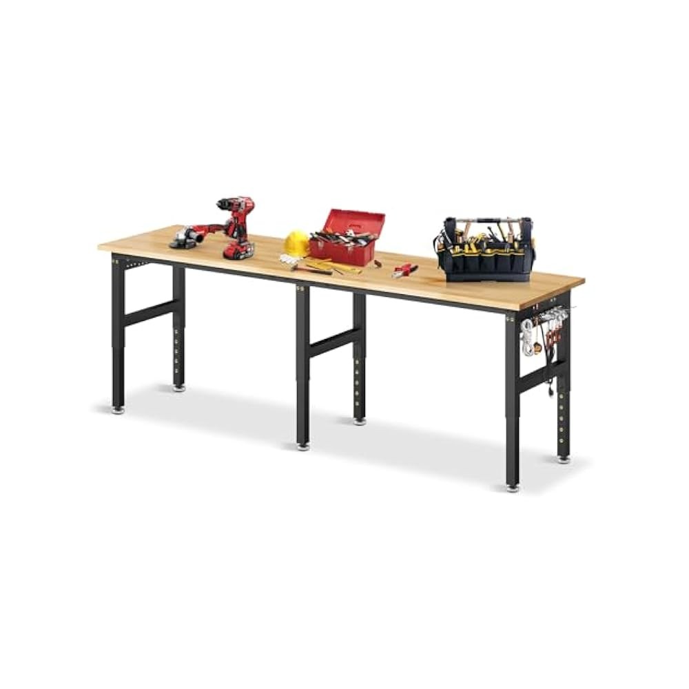 5000 lb Capacity Workbench, 96" Rubber Wood, Perfect for Home & Garage