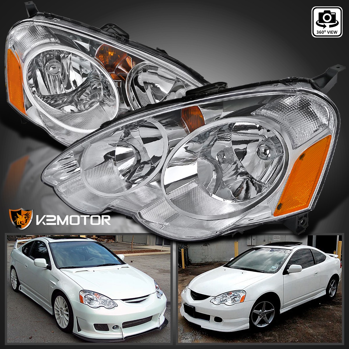 Clear Fits 2002-2004 Acura RSX Headlights Lamps Left+Right Pair Replacement