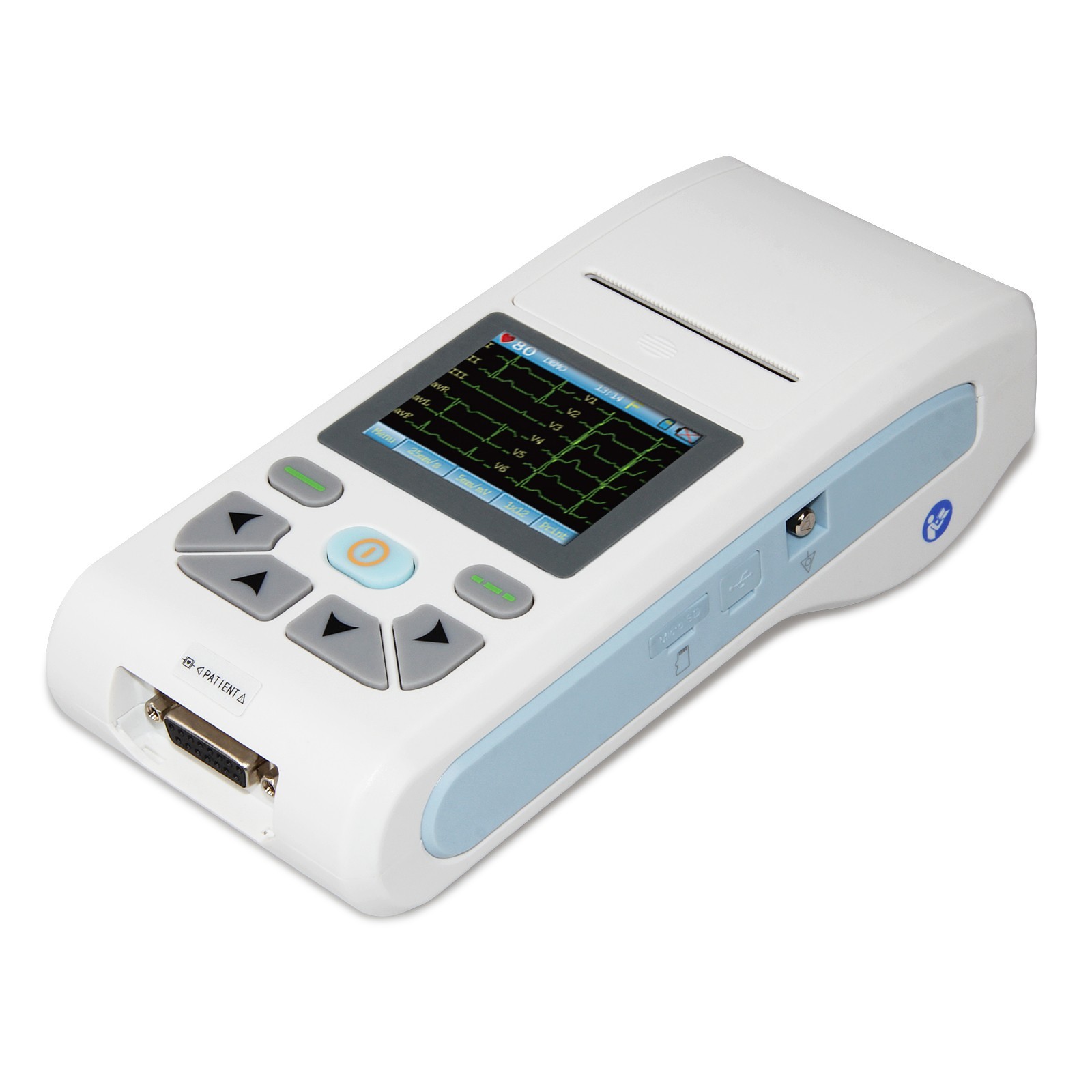 12 Lead ECG90A EKG Machine Single Channel Touch Screen w/ Printer & Bag