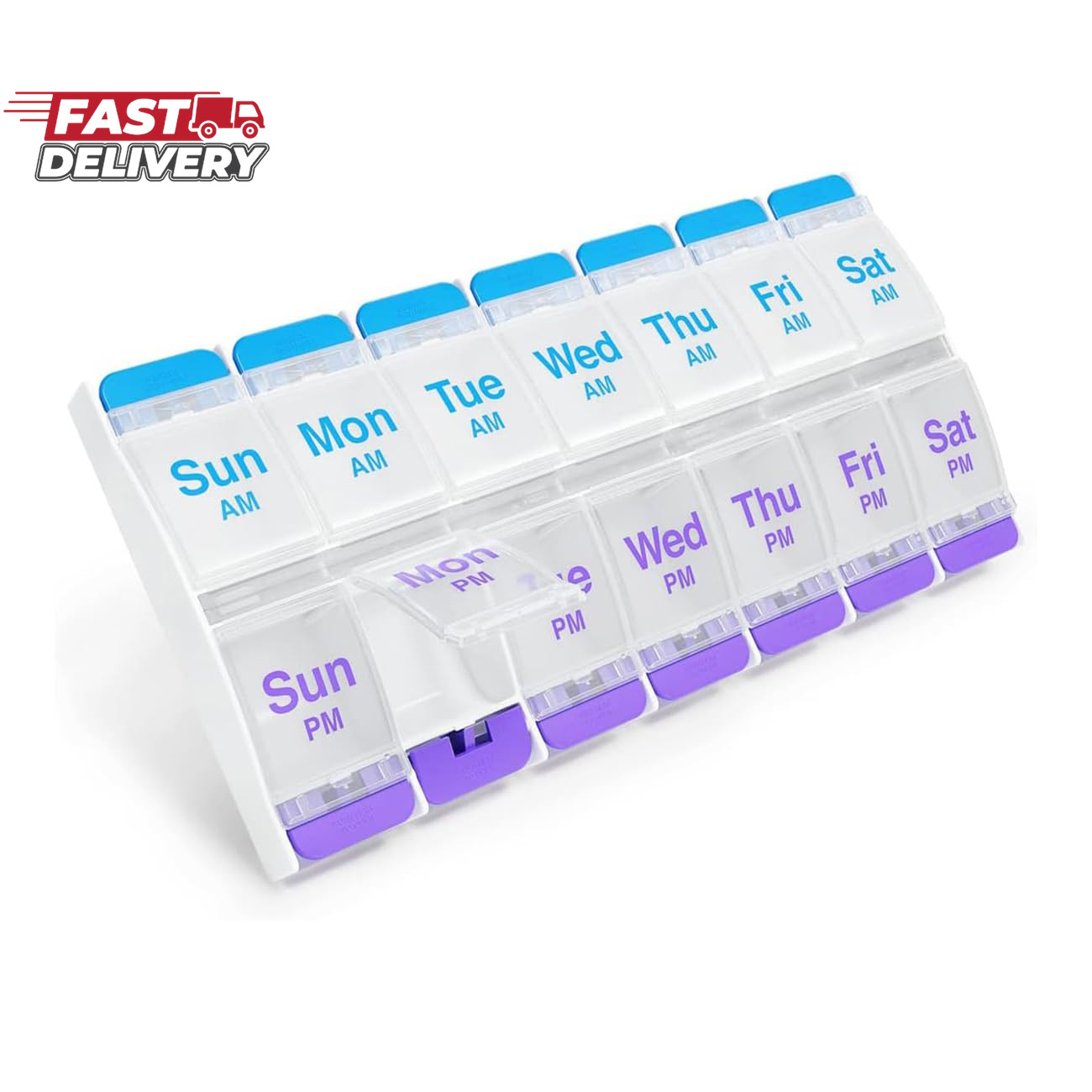 EZY DOSE Push Button (7-Day) Pill Case, Medicine Planner, Daily Vitamin Organize