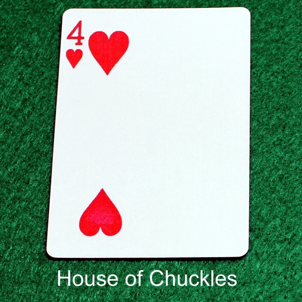 4 of Hearts | Blank - Half Vertical, Bicycle Printed Gaff Card, Blue