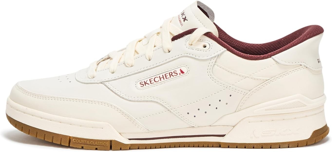 Wide Fit Man Skechers Slip-ins Recoil Sneaker Shoe 254200 Natural/Burgundy New