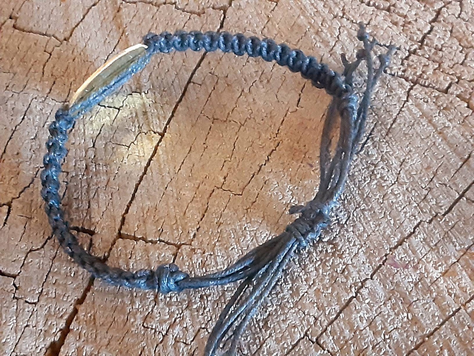Handmade Black Hemp Bracelet: Brass Dragonfly, Adjustable Woven Design