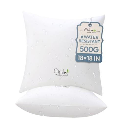 Outdoor Pillows 18 X 18 Pillow Inserts Pack of Water-Resistant 18x18 Inch 2