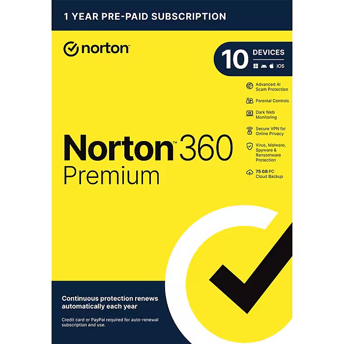 2026 Latest Norton 360 Premium 10 Devices Antivirus Auto Renewal