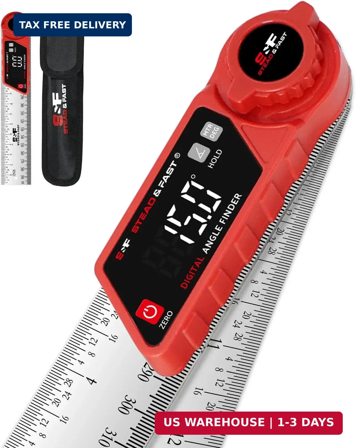 Digital Angle Finder Tool with Case, 7" / 200mm Stainless Steel