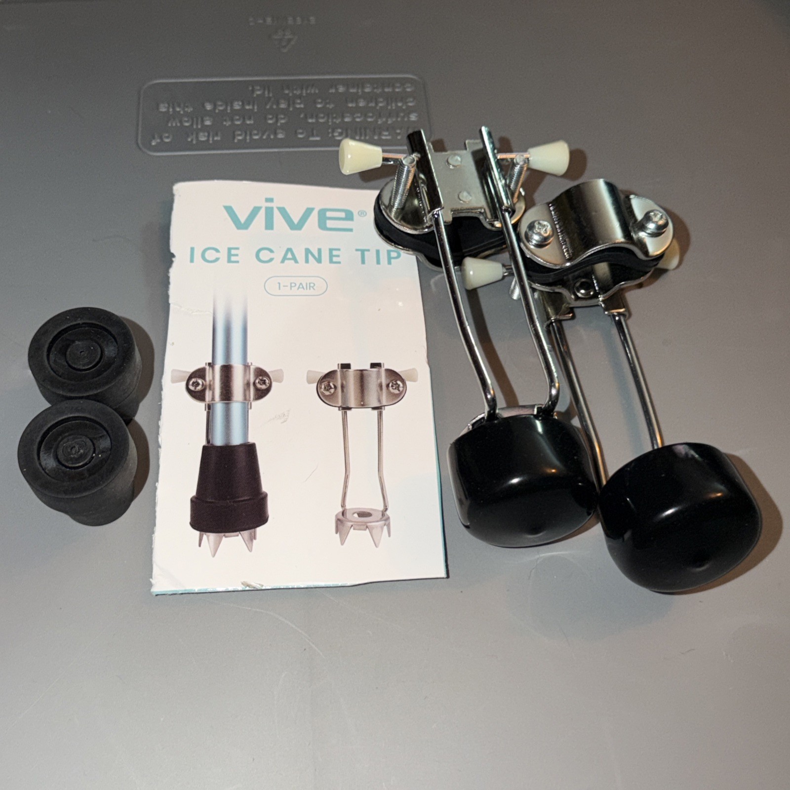 Vive Cane Tips for Ice - All Terrain Heavy Duty (2 Pack) Metal Retractable 4-Pro