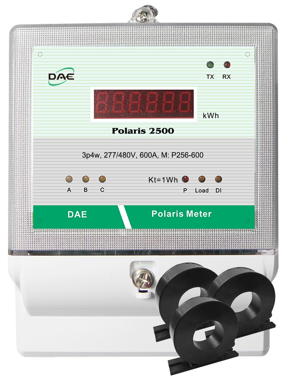 DAE P252-600-S KIT, 600A,480V,UL,RS485,kWh Meter, 3P3W (3 Hot, 0 N), 3 Solid CTs