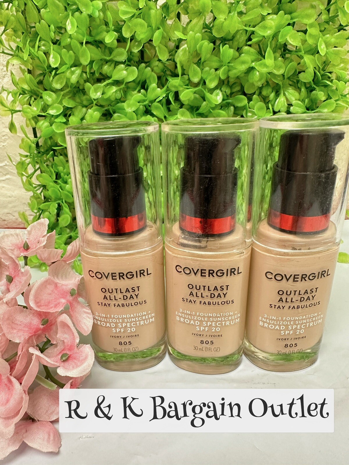 CoverGirl Outlast All Day Stay Fabulous 3 in 1 Foundation 805 ivory 1oz Ea 3pcs