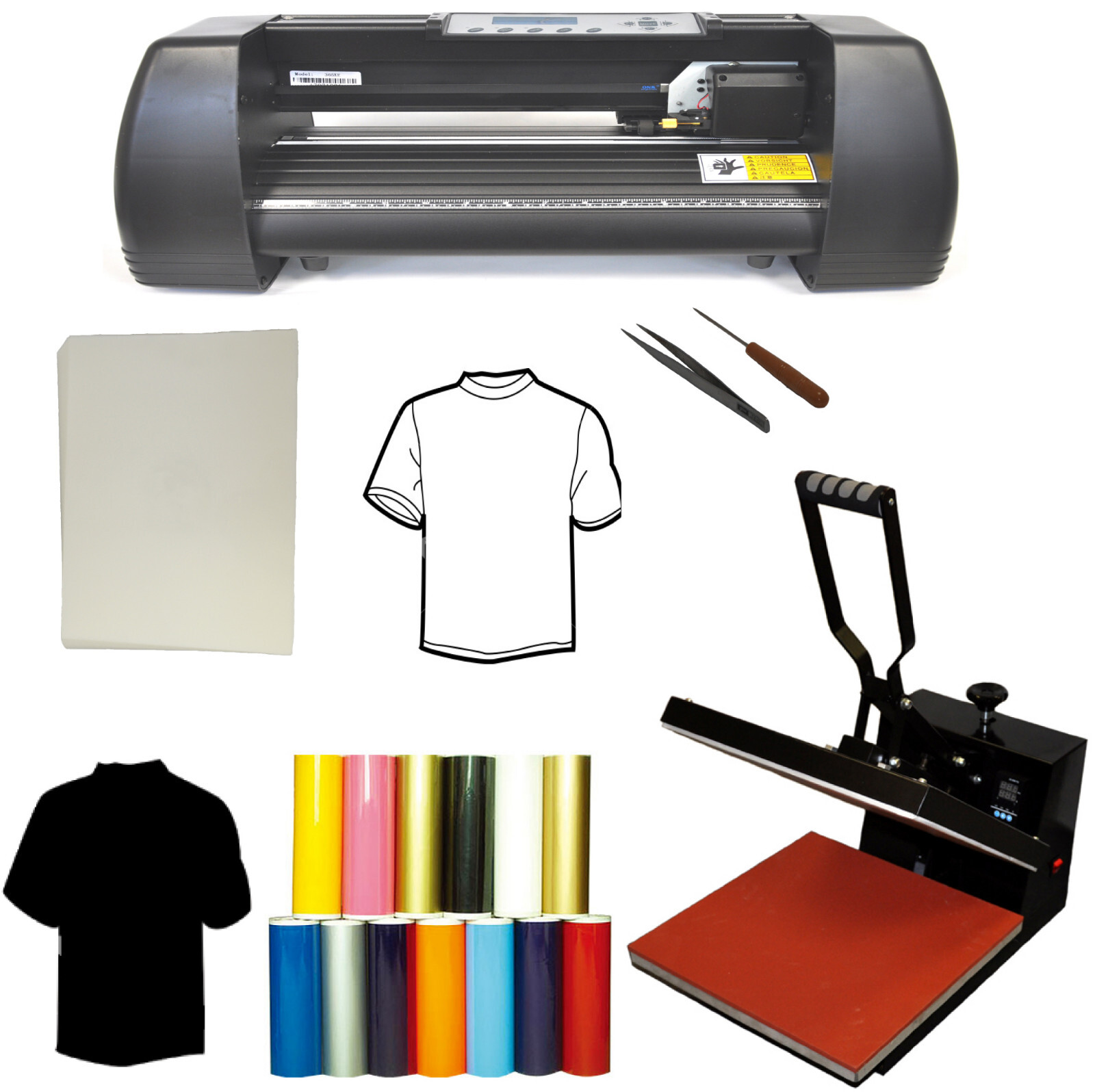 New 14" Laser Dot 500g Vinyl Cutter Plotter 15"x15" Heat Transfer Press PU Vinyl