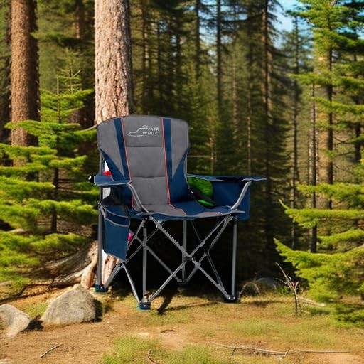 Oversized Fully Padded Camping Chair with Lumbar Support, Single Pack Blue