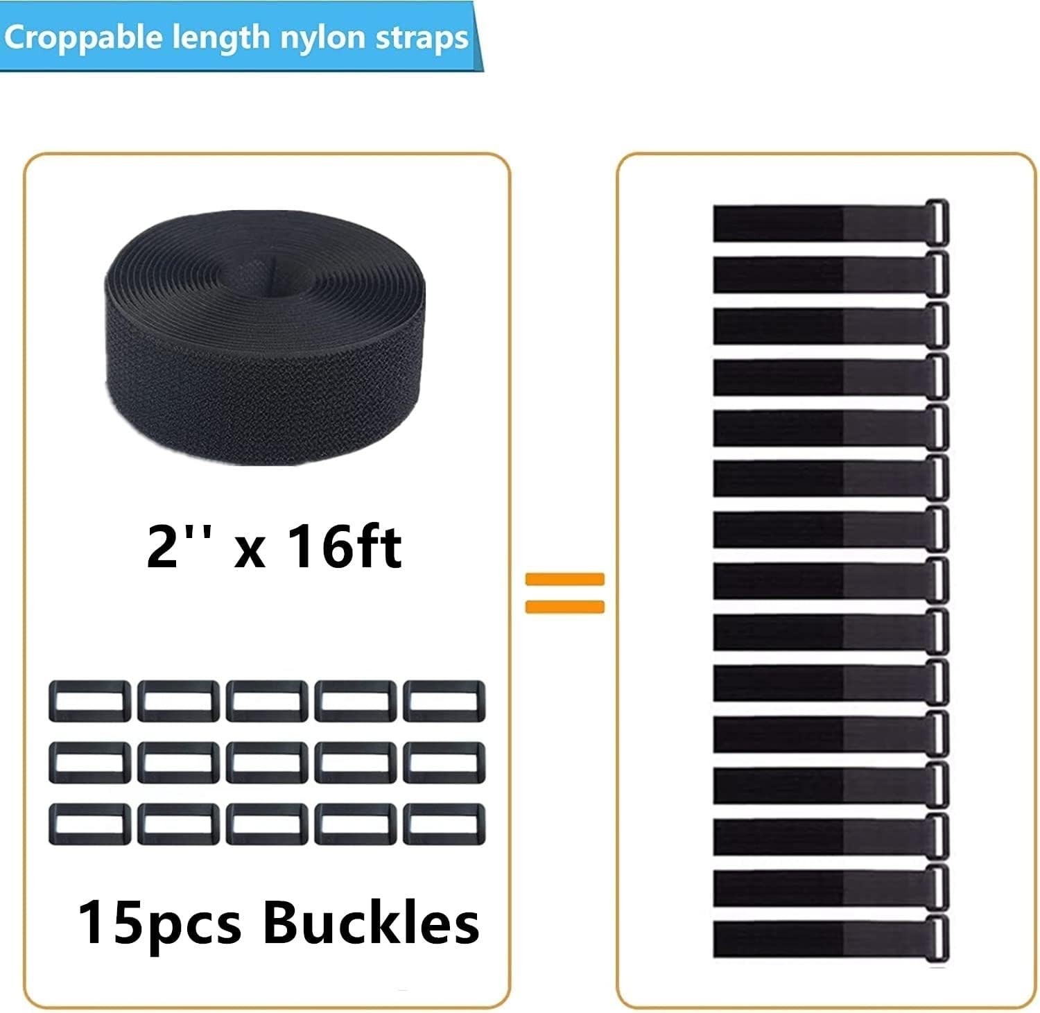 Reusable 2 inch Wide Hook & Loop Straps - Perfect for All Your Organizing Needs