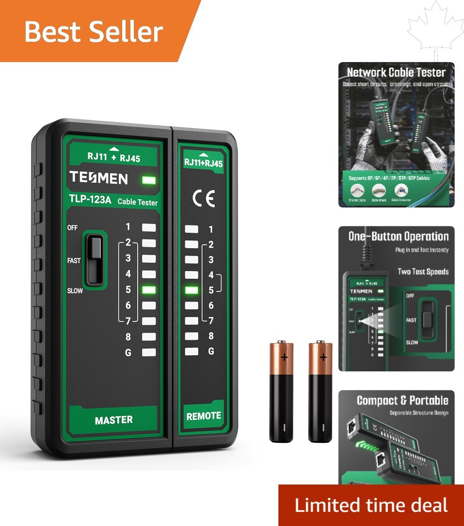 Portable and Durable Ethernet Wire Tester for Quick Continuity Testing - Green