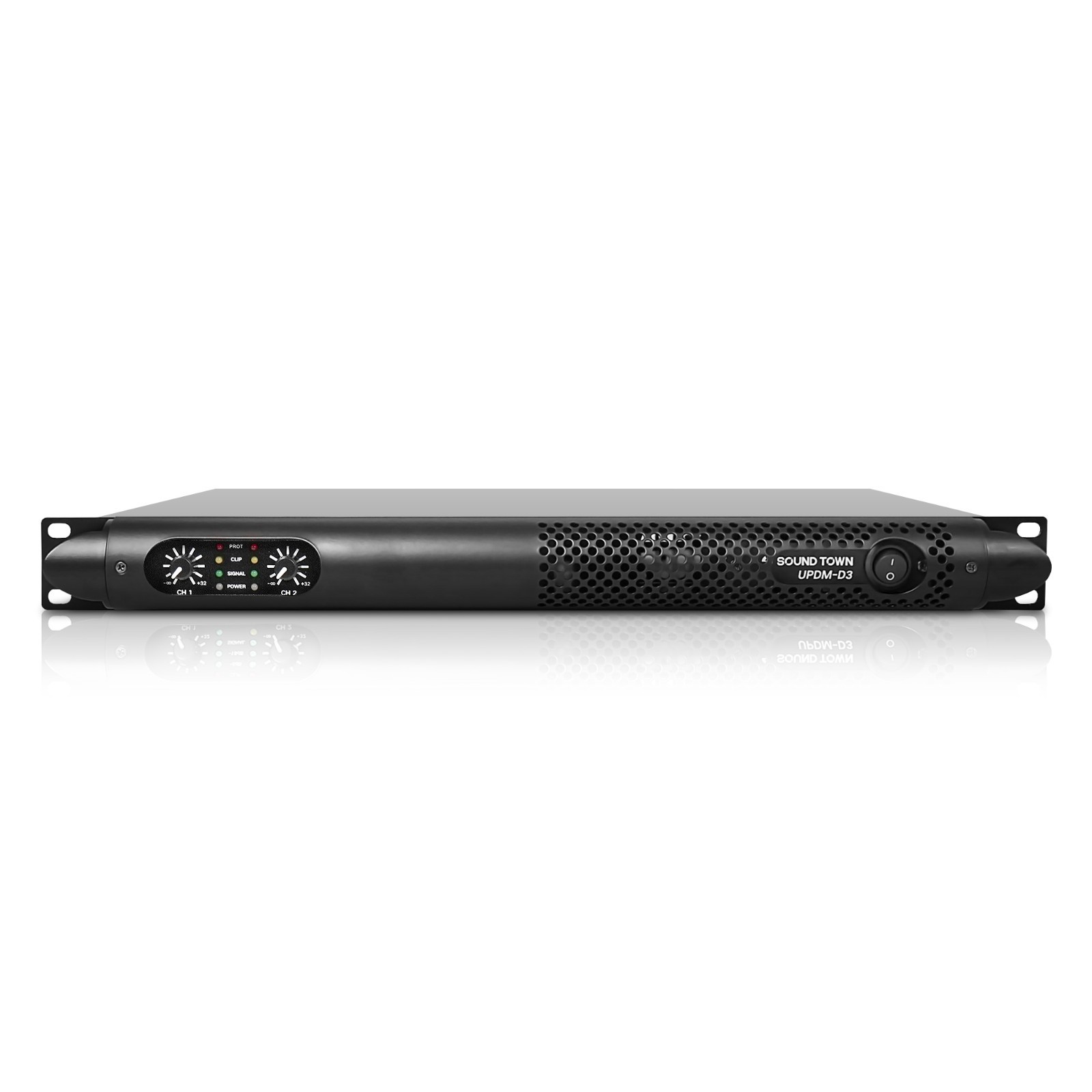 Sound Town 1U Class-D 2-Channel Amplifier 2 x 1150W 4-ohm 2 x 600W 8-ohm UPDM-D3
