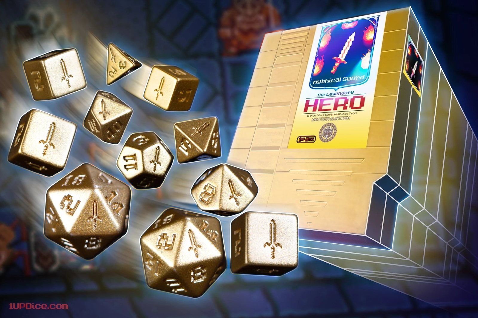1UP-Dice Master Edition Mythical Sword Polyhedral Set
