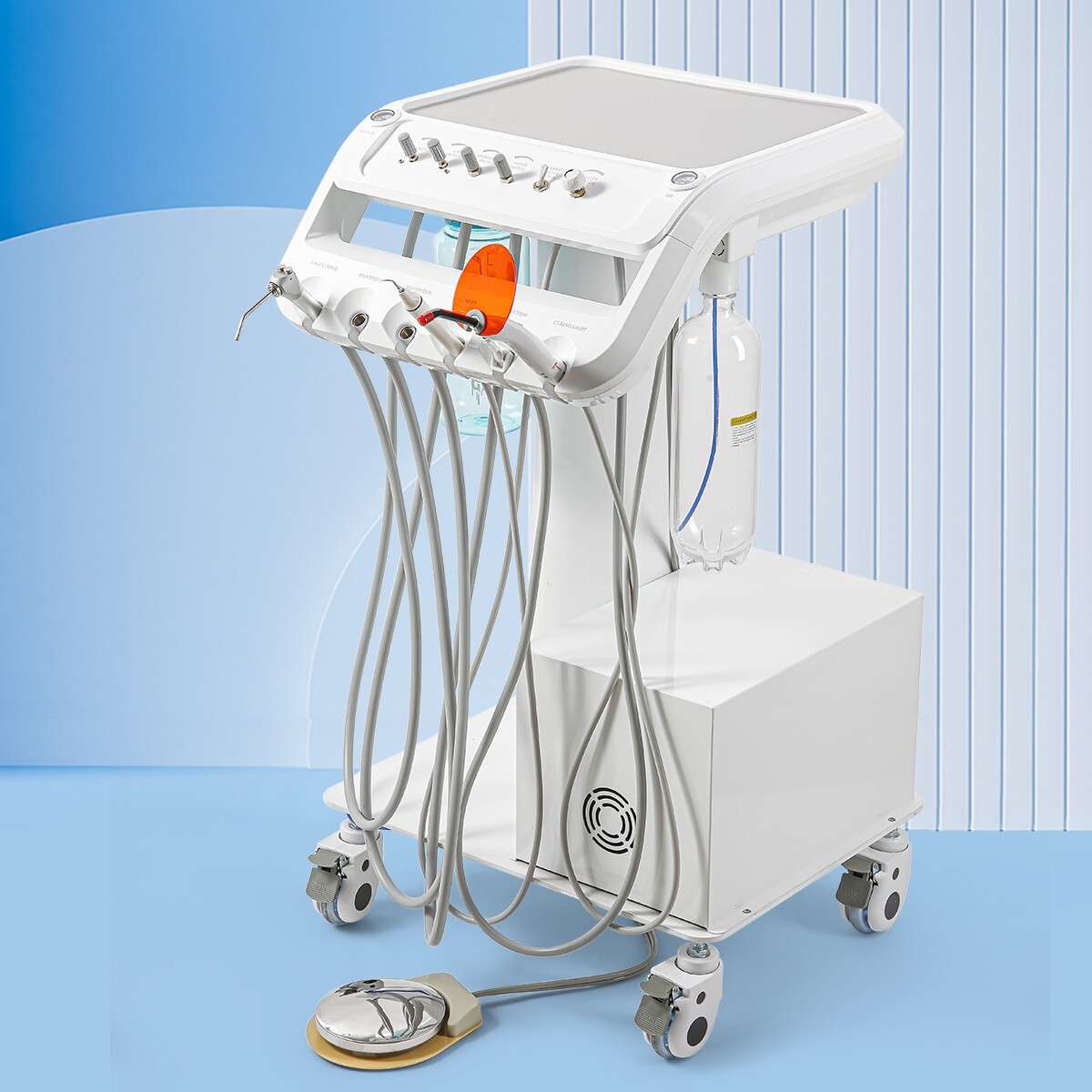 Portable Dental Delivery Unit Syringe Suction Turbine With Air Compressor UPS