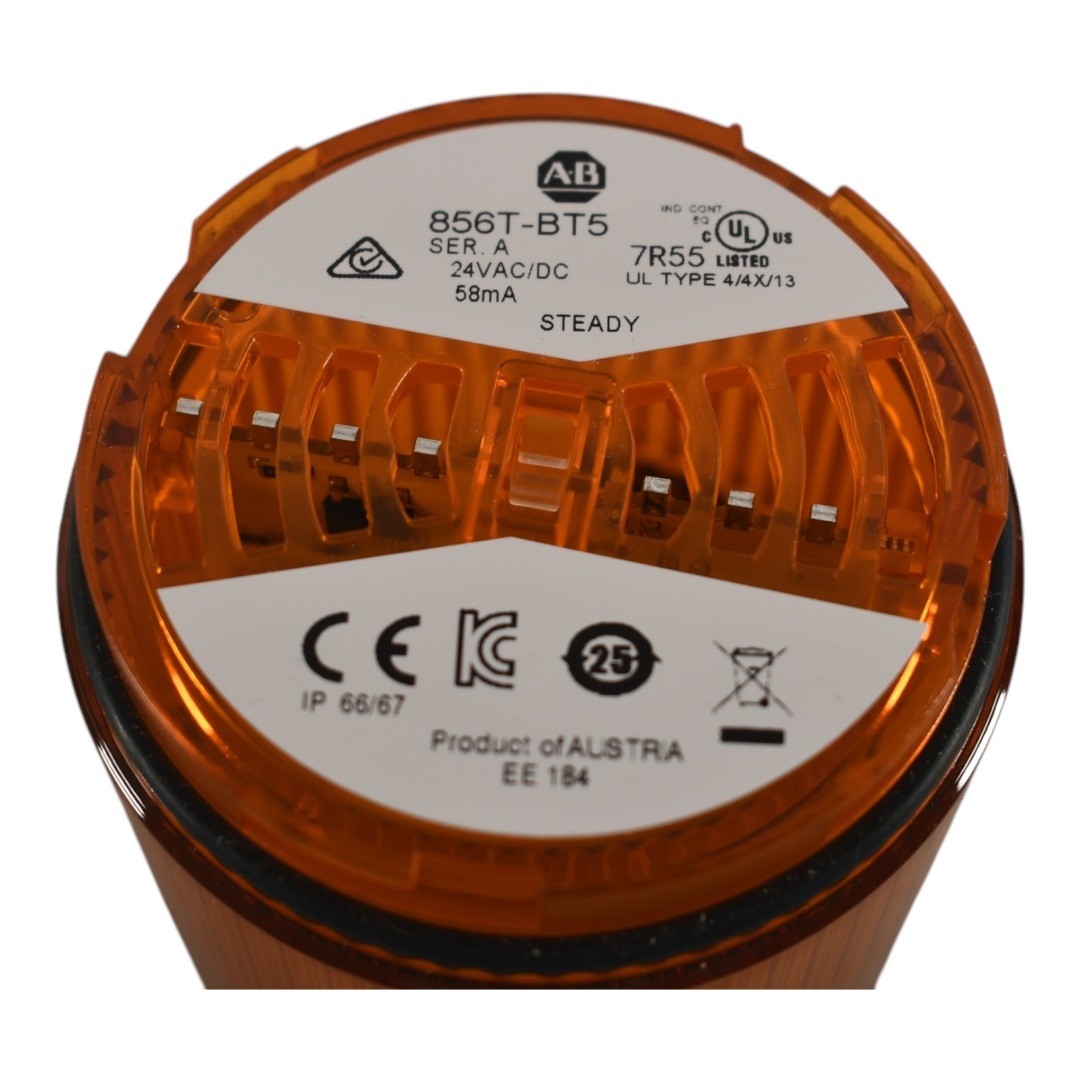 Allen Bradley 856T-BT5 70 mm Stack Light, Light Module, Steady LED, Amber, One C