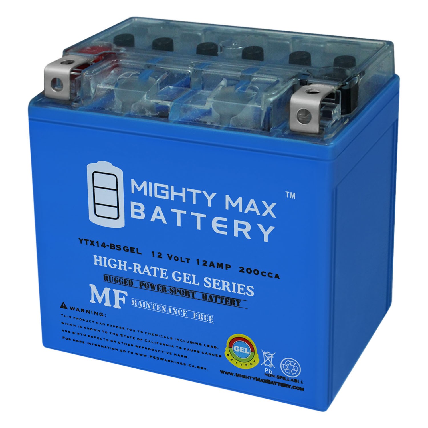 Mighty Max YTX14-BS 12V 12AH GEL Battery Replacement for PTX14-BS, UTX14-BS