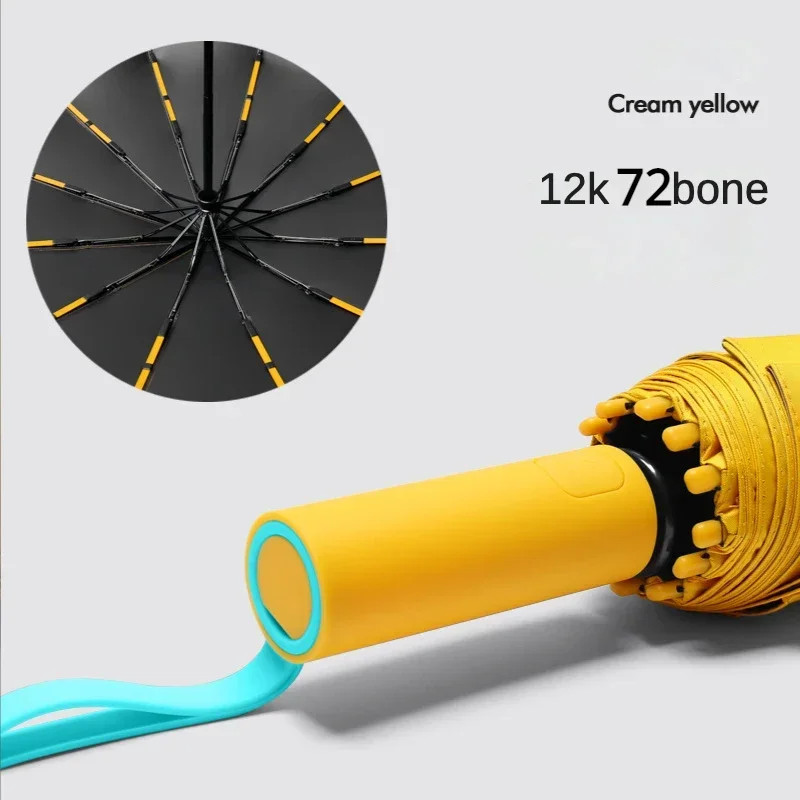 Automatic Folding Umbrella 72 Bone Large Windproof UV Protection Rain Sun