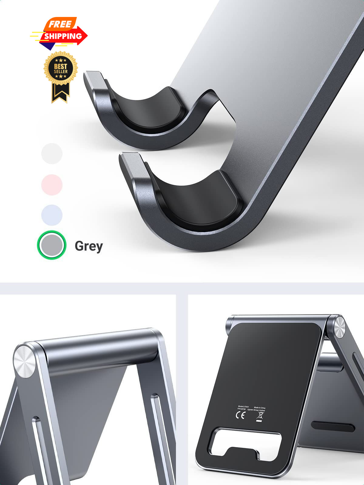 UGREEN Phone Stand for Desk Cell Holder Adjustable Space Grey