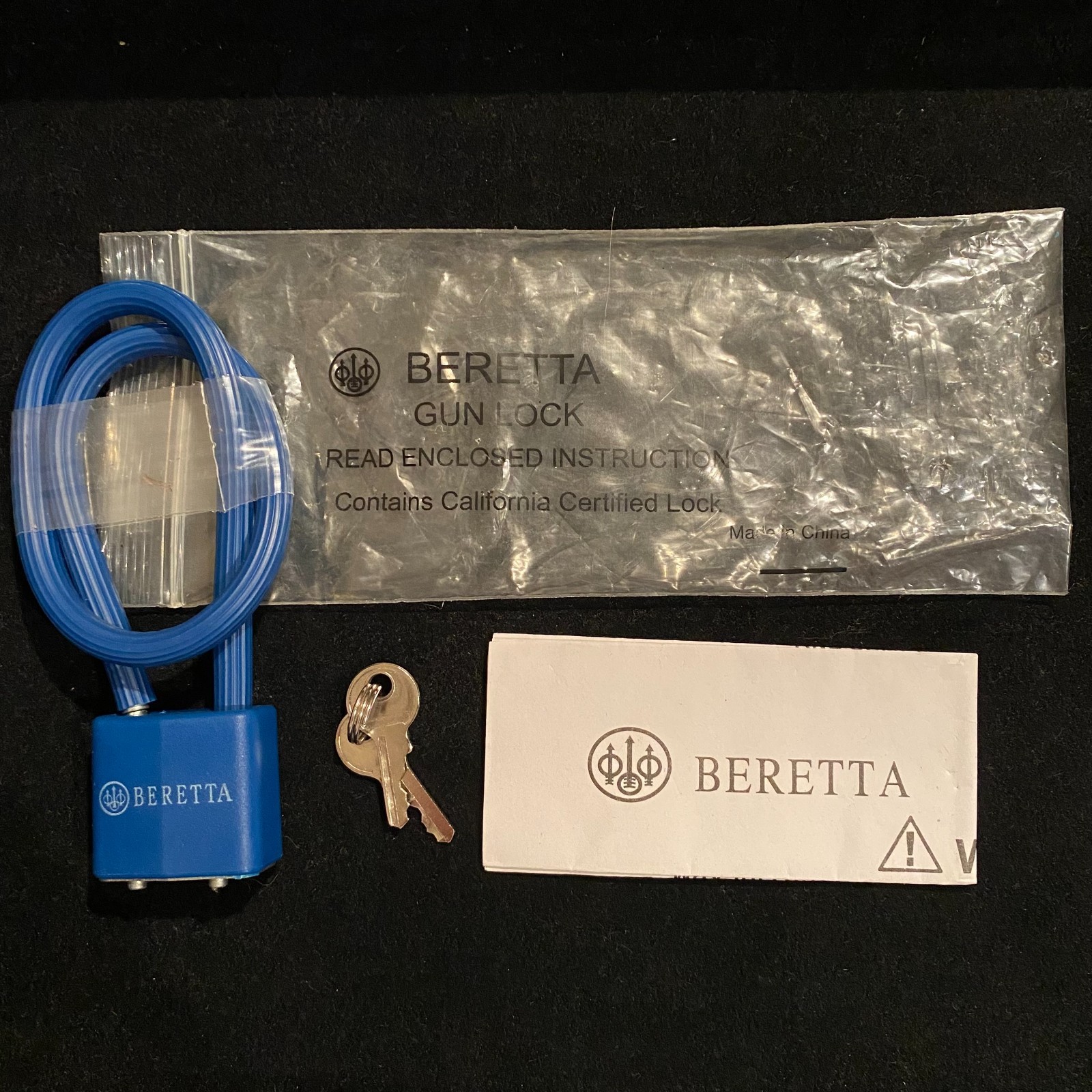 BERETTA R15SC3 Blue Cable Gun Lock w/ 2 Keys & Instructions