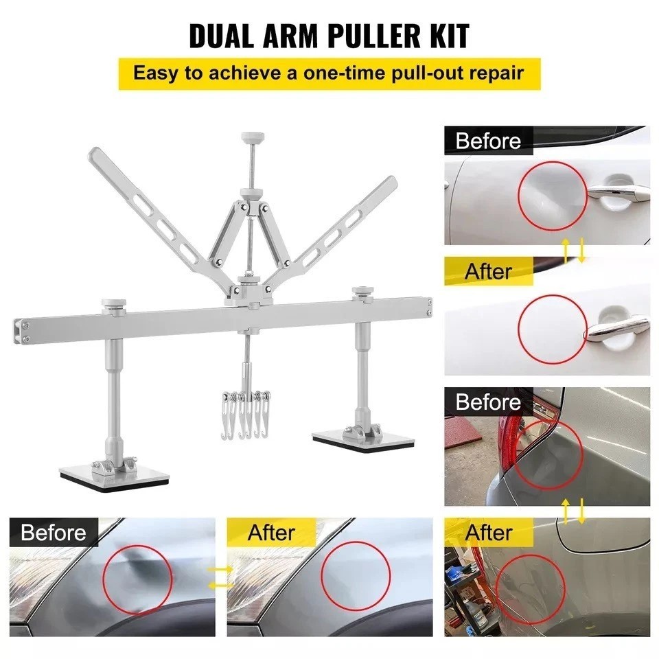 750mm Car Dent Pull Lever Bar Kit 6 Claw Hook Puller Rings Aluminum Tool