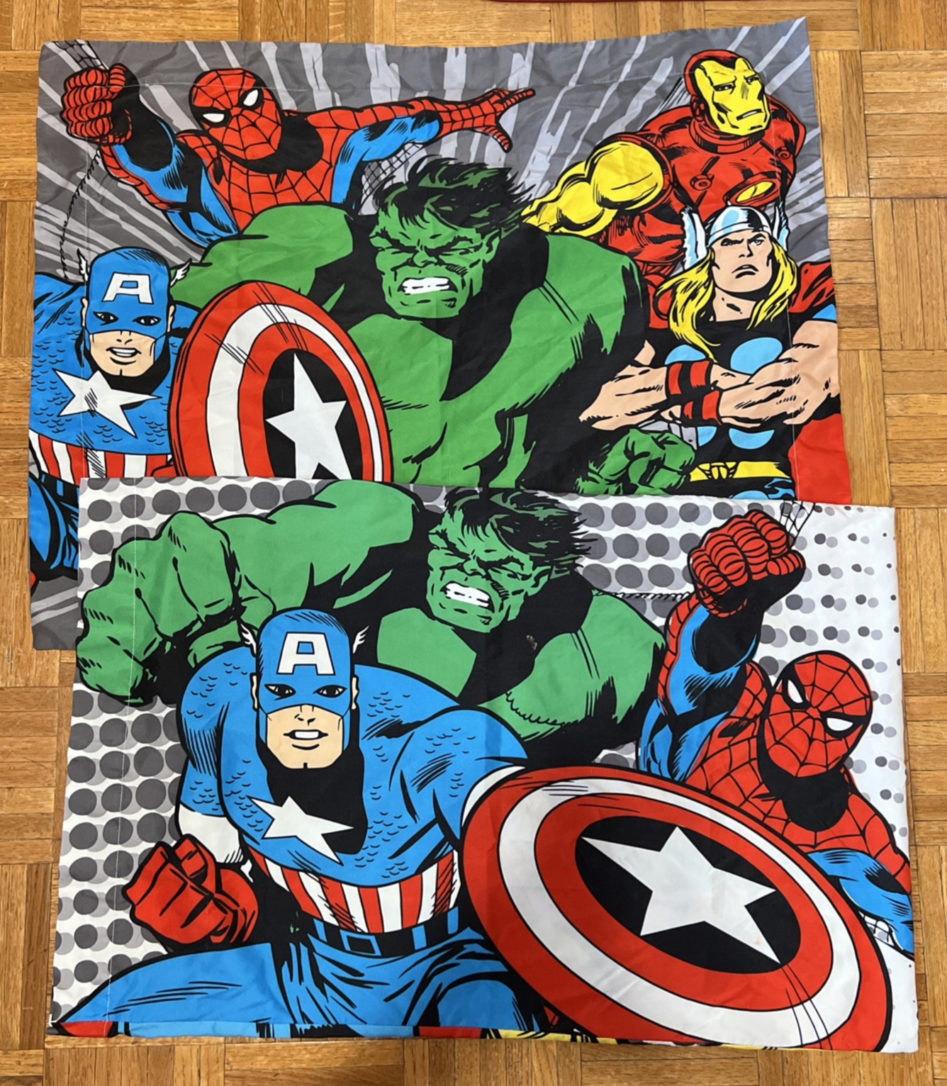 Set 2 Marvel Captain America Iron Man Spiderman Pillow Sham & Case Standard Size