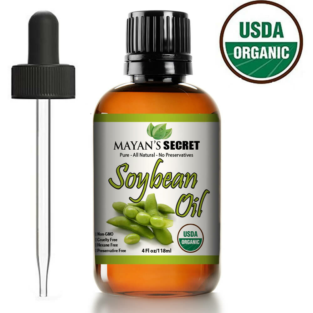 USDA Certified Organic SOYBEAN OIL PURE SOY OIL COLD PRESSED 4oz Glass Bottle