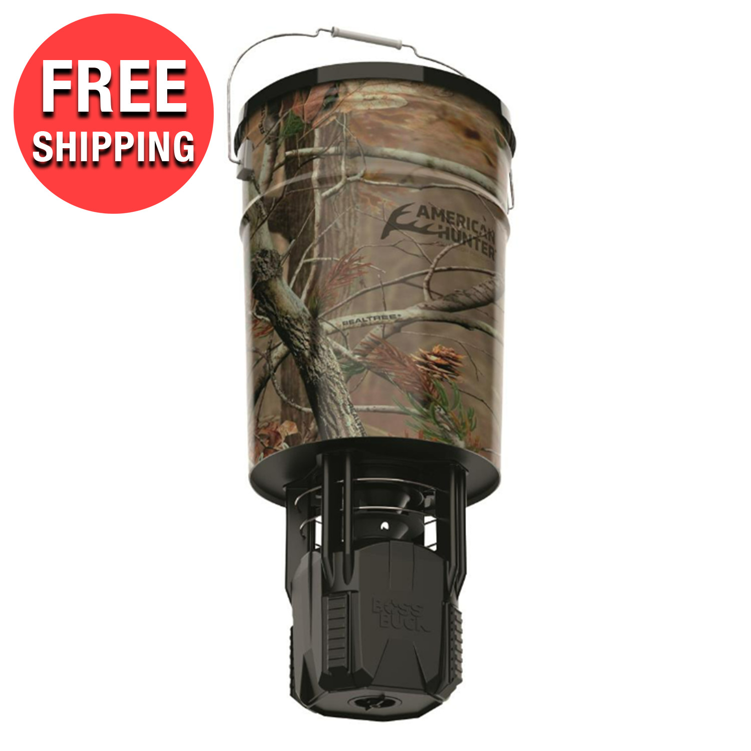 50 lbs. Hanging Deer Feeder Pail Camo Outdoor Hunting Game Adjustable Feed Motor