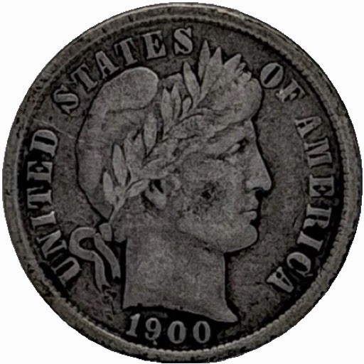 🔥🔥🔥 1900 P Barber Dime 10C Coin ✨90%_Silver✨ #220
