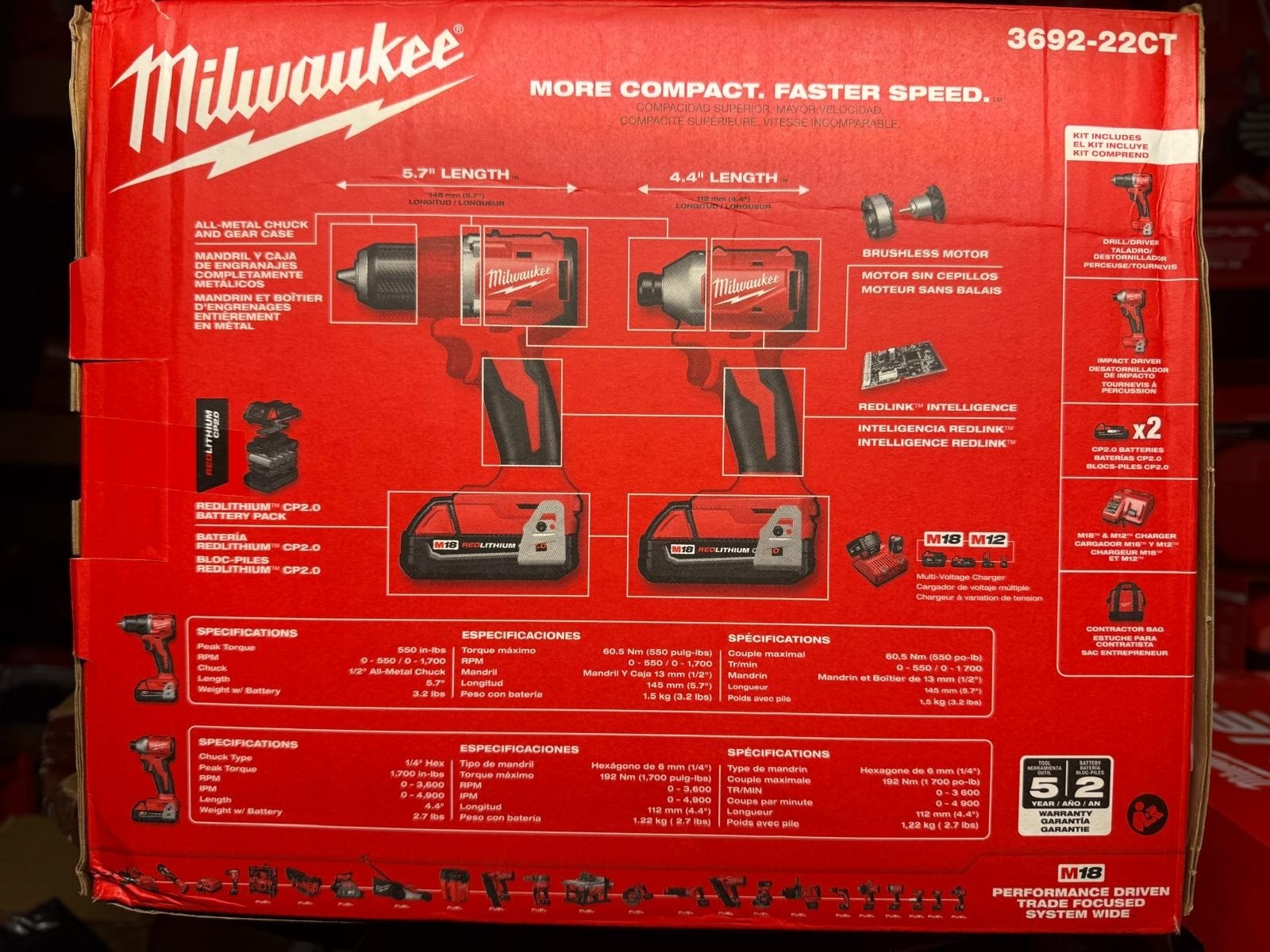 Milwaukee 3692-22CT M18 Compact Brushless 2-Tool Combo Kit