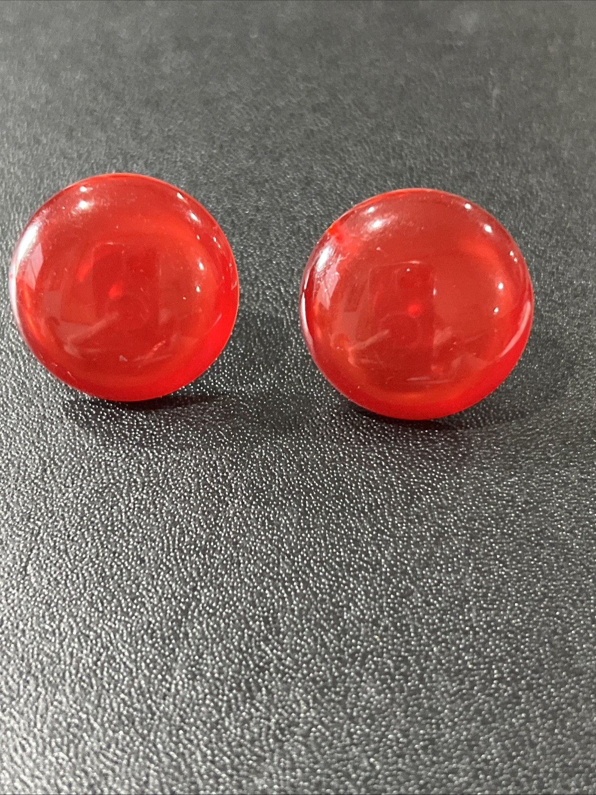 vintage red lucite Screw Back Earrings