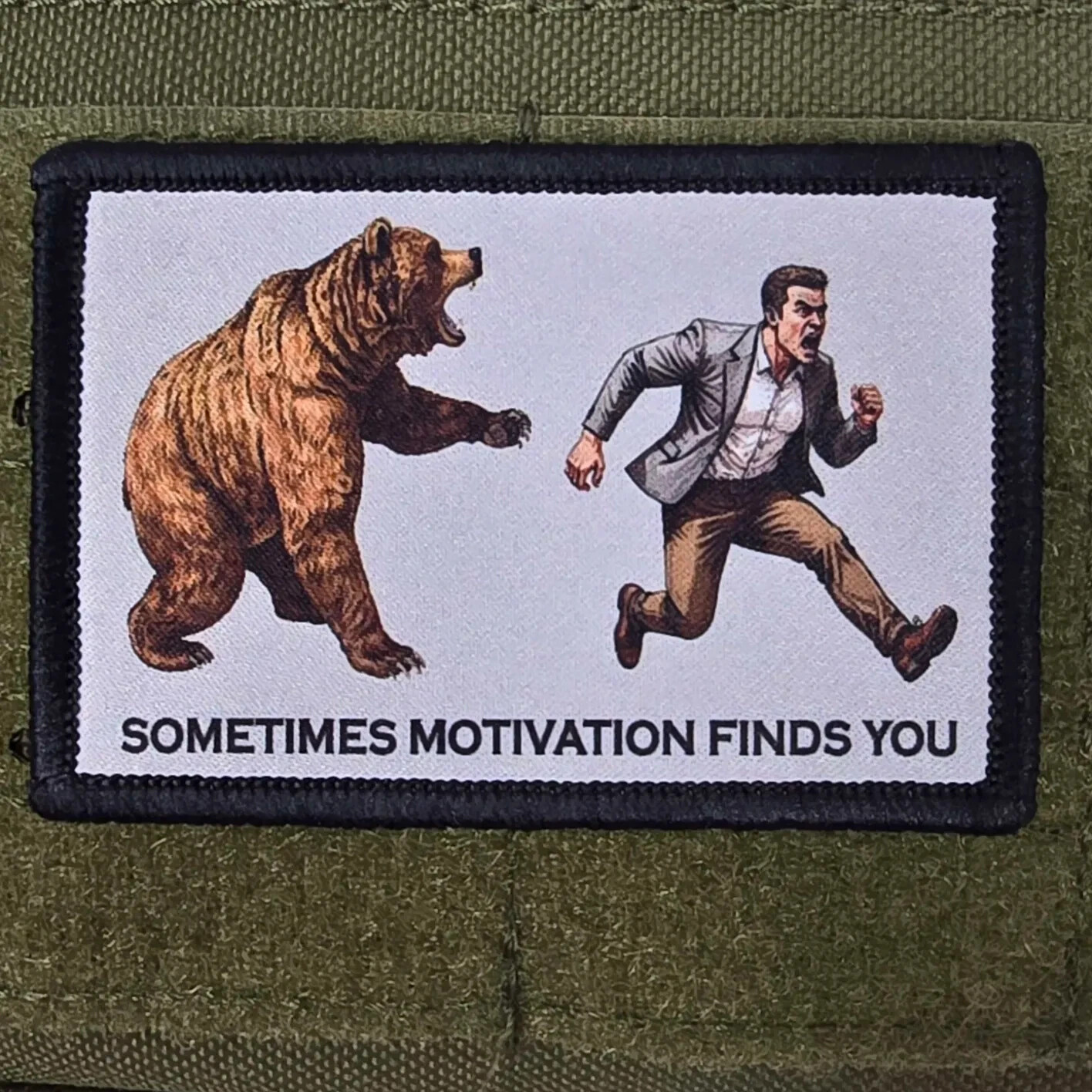 Sometimes Motivation Finds You Patch Moral Tactical USA Bear Hook & Loop 3x2