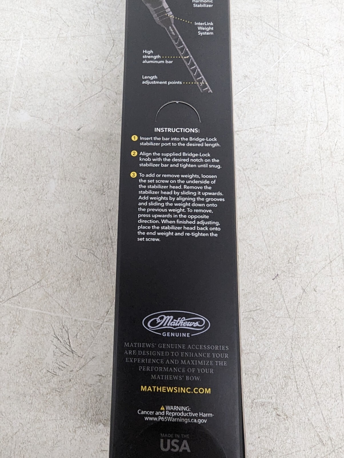 Mathews Bridgelock Stab Stabilizer for Mathew's Compound Bows BLS 8" Granite