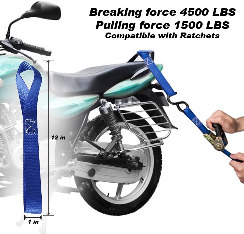 6 Pcs Soft Loop Tie Down Straps Lashing Heavy Duty Motorcycle Handlebar 4500LBS